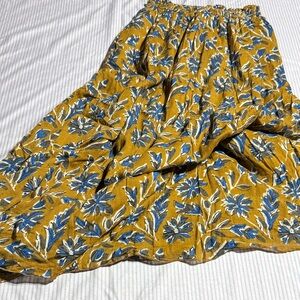 NATURAL LIFE Mustard and Blue Floral Maxi Skirt